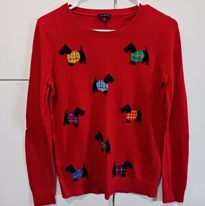 XS Talbots Red Sweater Scottie Dogs
